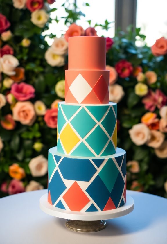 playful geometric wedding cakes