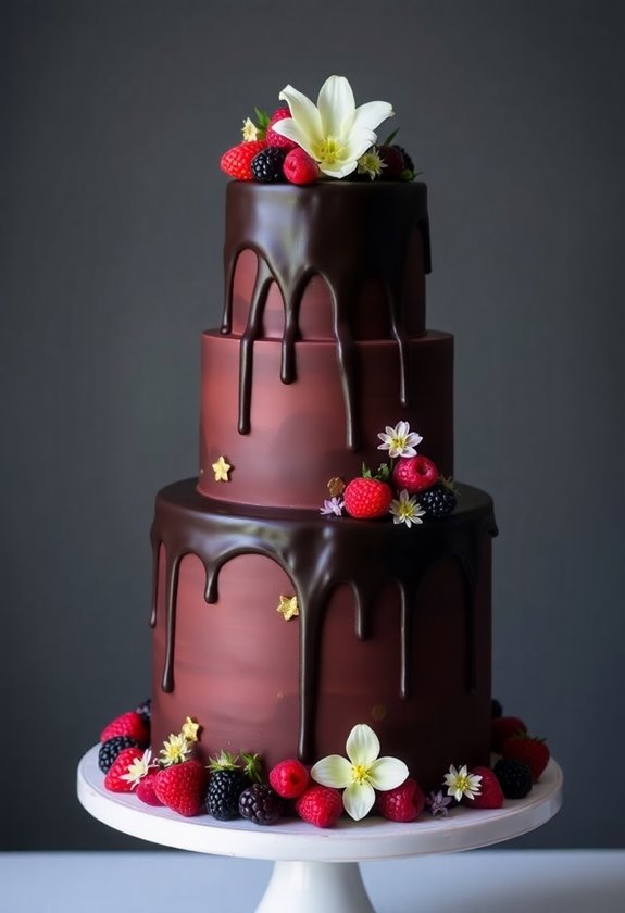 rich chocolate wedding cake