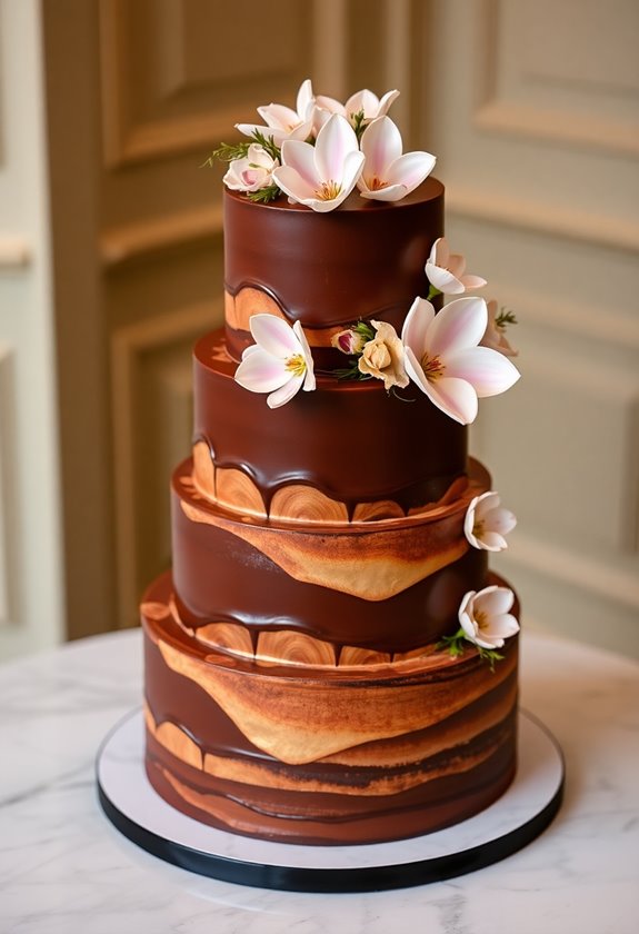 rich chocolate wedding cake