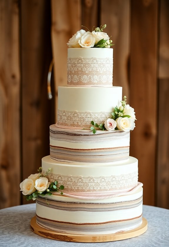 rustic cream lace cake