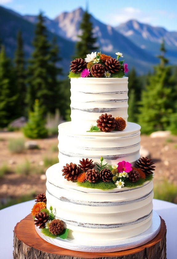 rustic mountain wedding cake