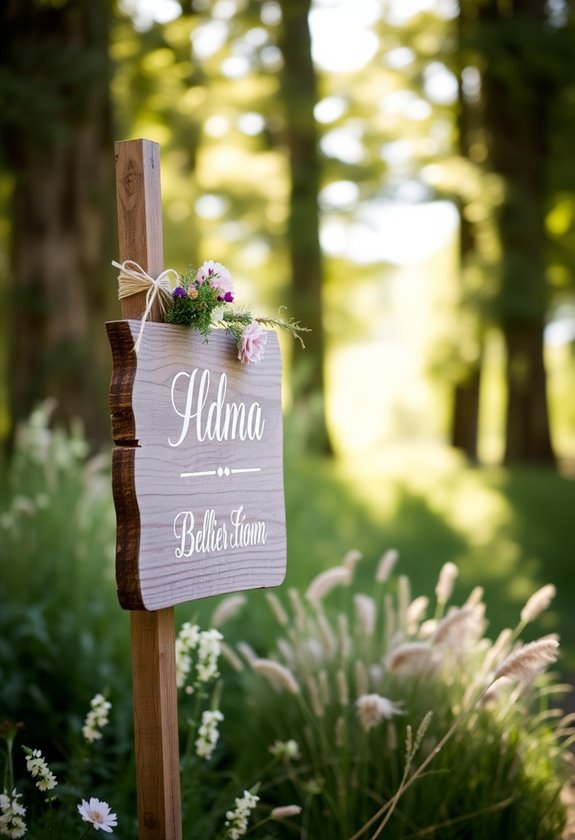 rustic personalized wedding signage