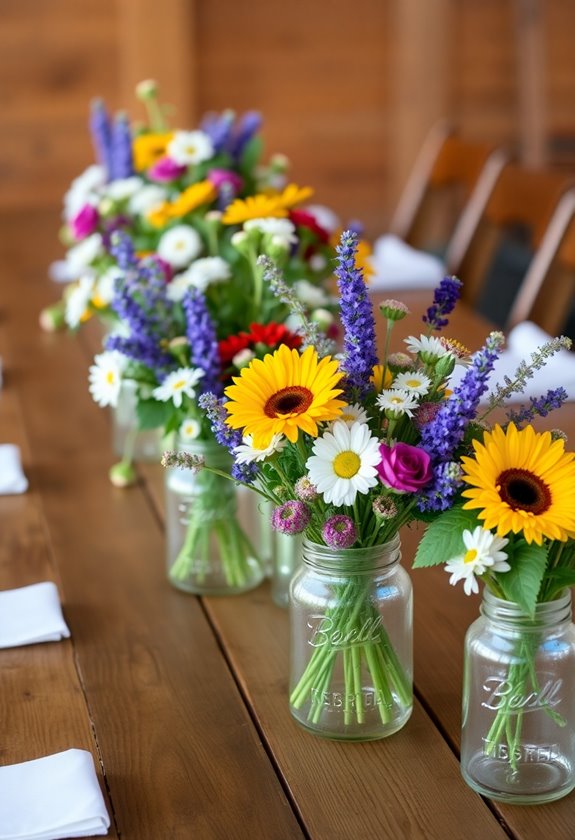 rustic wildflower wedding centerpieces