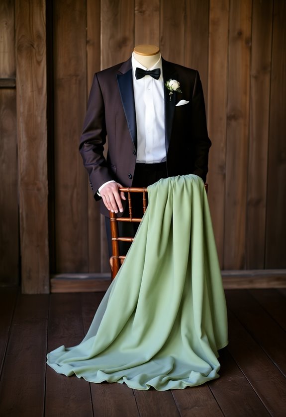 sage green and brown elegance