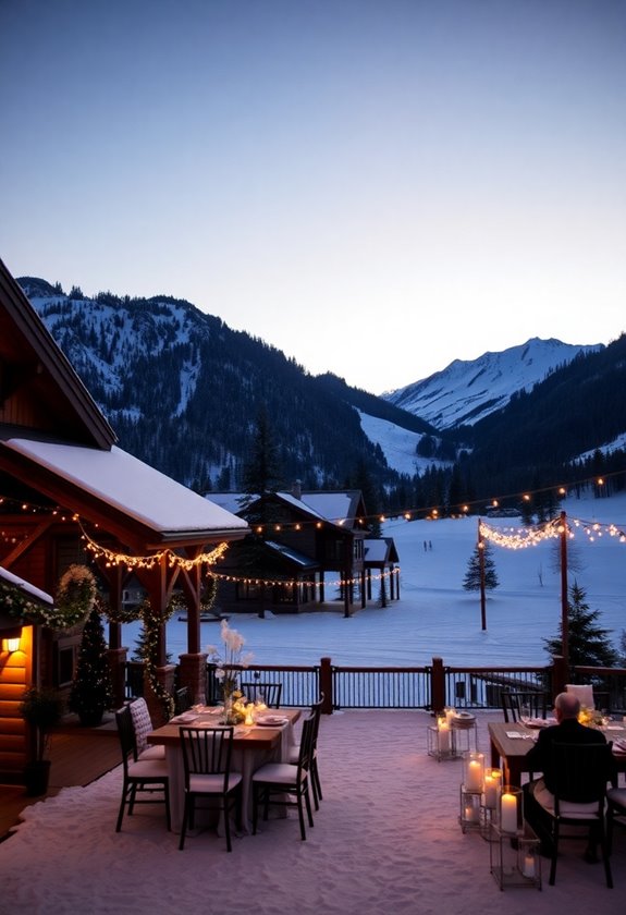 skiing cozy lodges celebration