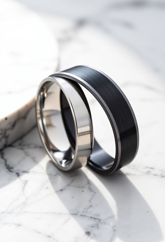 sleek stylish minimalist wedding bands