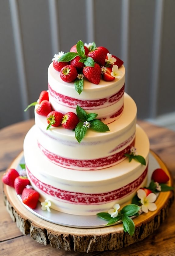 strawberry basil wedding cake