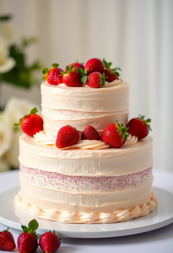 strawberry champagne wedding cake