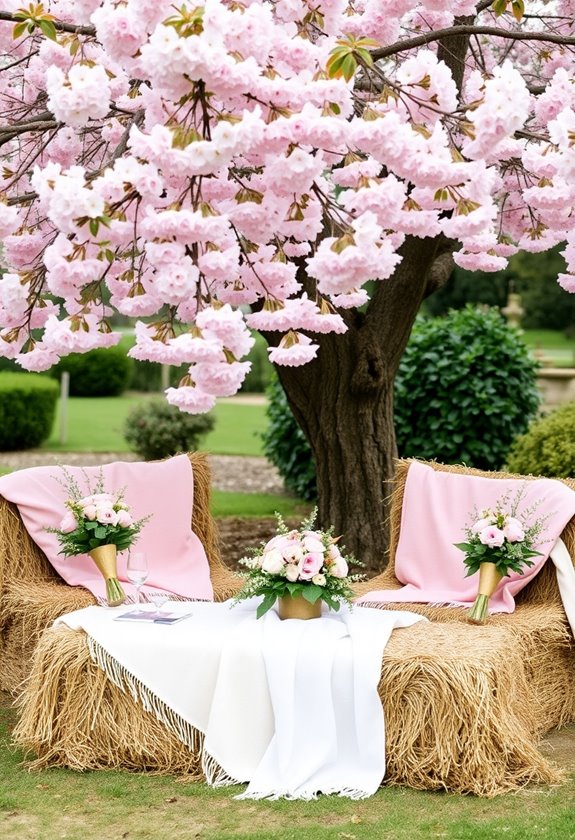 stylish rustic hay bale seating