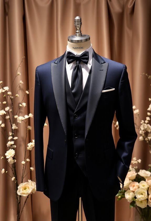 stylish tailored navy tuxedo
