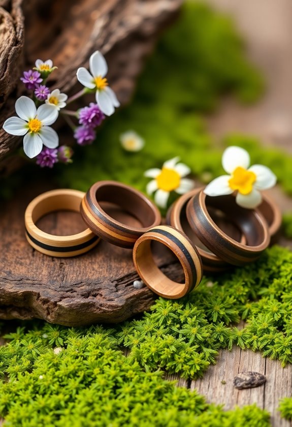 sustainable unique wooden rings