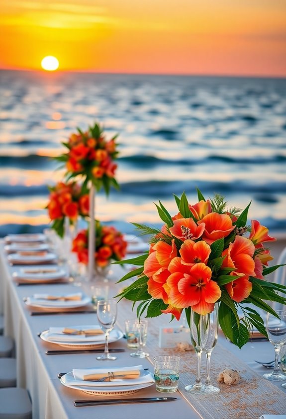 tropical coral and turquoise wedding