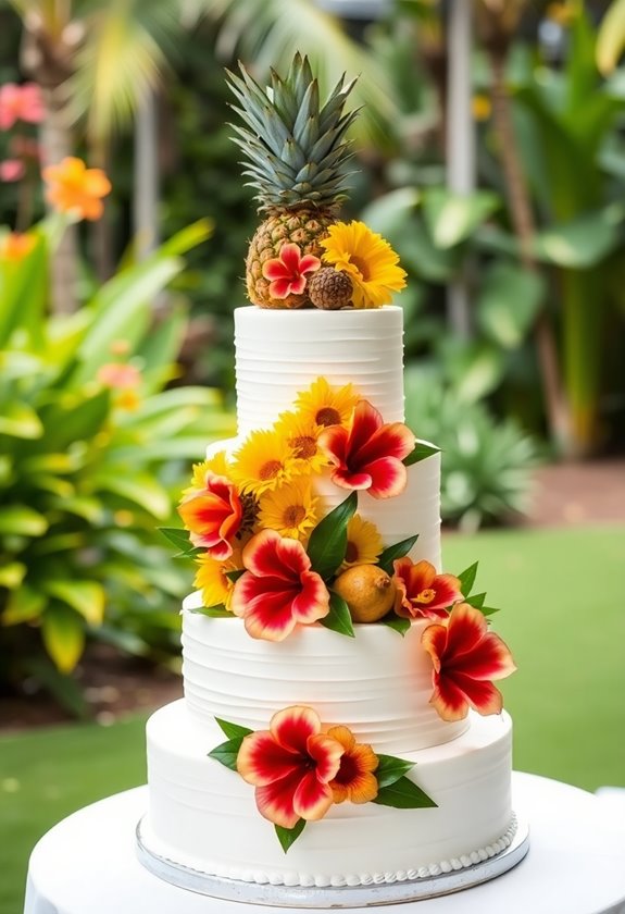 tropical fruit wedding cake