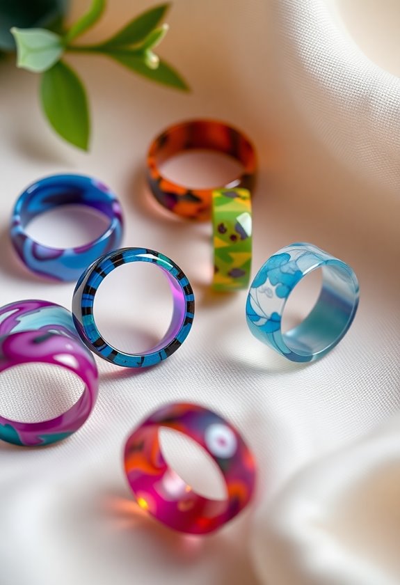 unique colorful resin rings