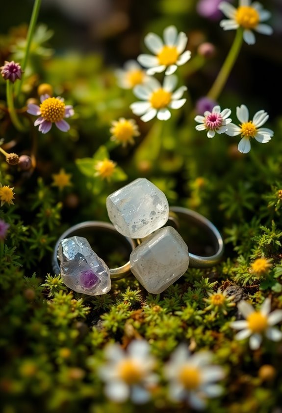 unique raw crystal rings