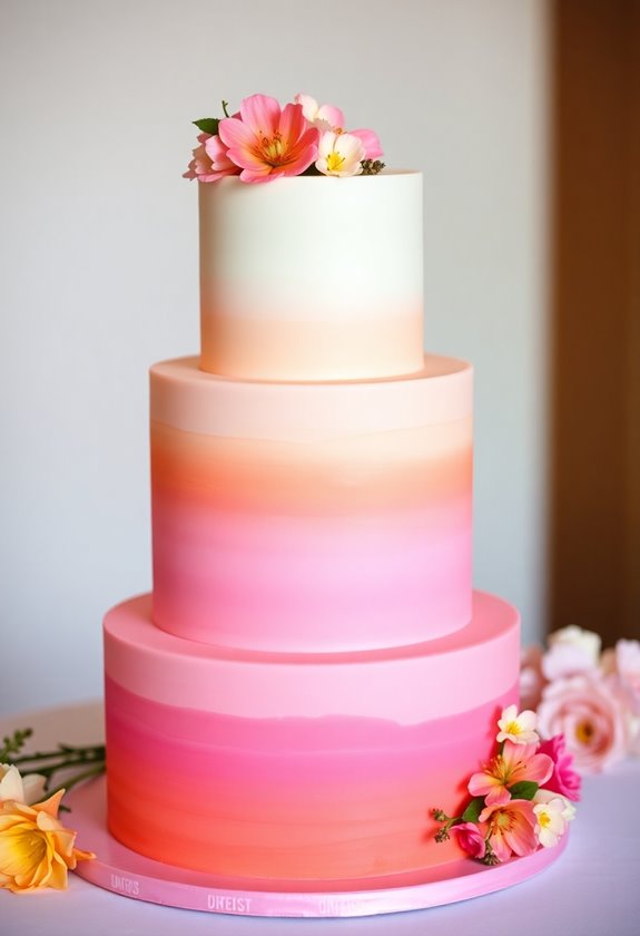 vibrant bold ombre cake