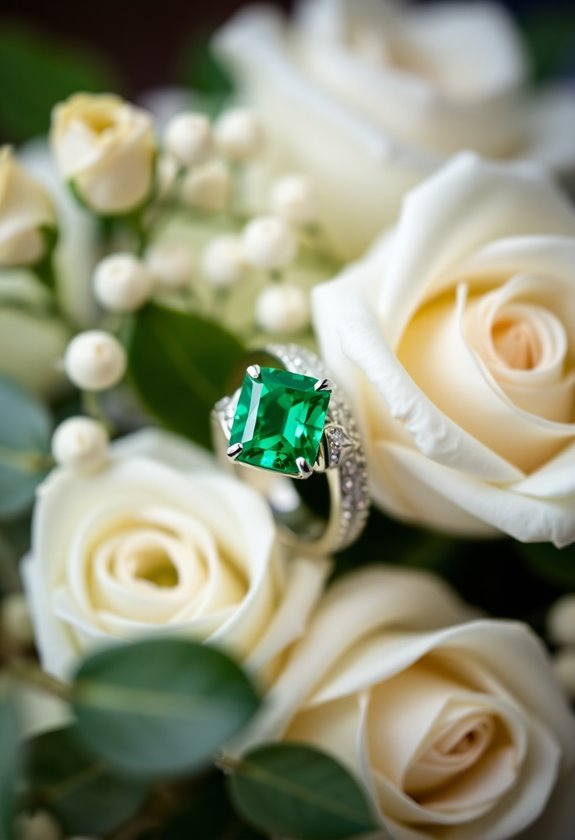 vibrant emerald wedding bands