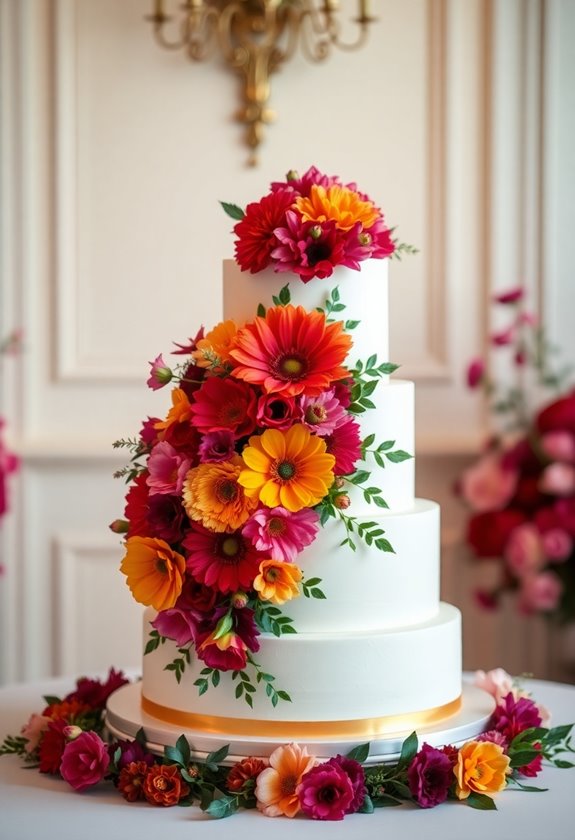 vibrant floral cake design