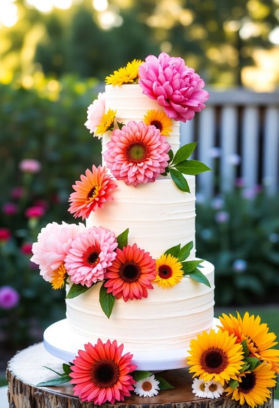 vibrant floral wedding cakes