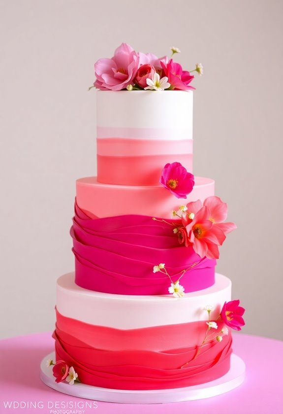 vibrant ombre wedding cake