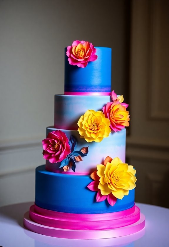 vibrant wedding cake colors
