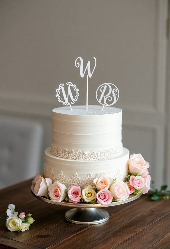 vintage monogram cake toppers