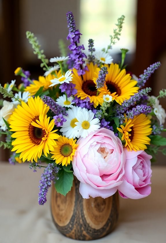 whimsical bouquet of wildflowers
