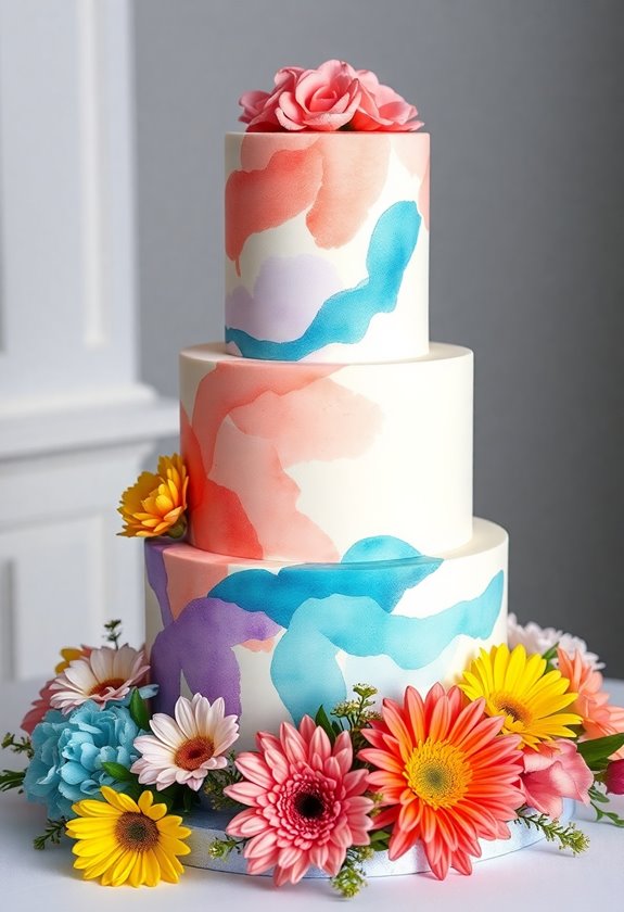 whimsical watercolor wedding cakes