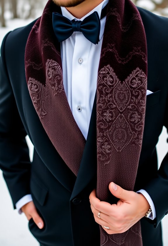 winter wedding tuxedo accessories
